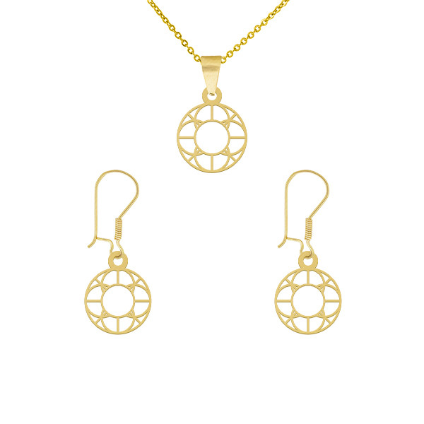 نیم ست طلا 18 عیار زنانه طلای کامک مدل دایره‌ای کد 26