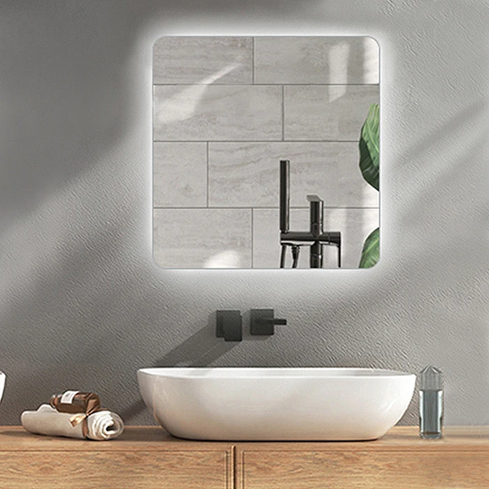 آینه سرویس بهداشتی آزالیا مدل مربع بک لایت کد MB5050 سایز 50*50 سانتی متر