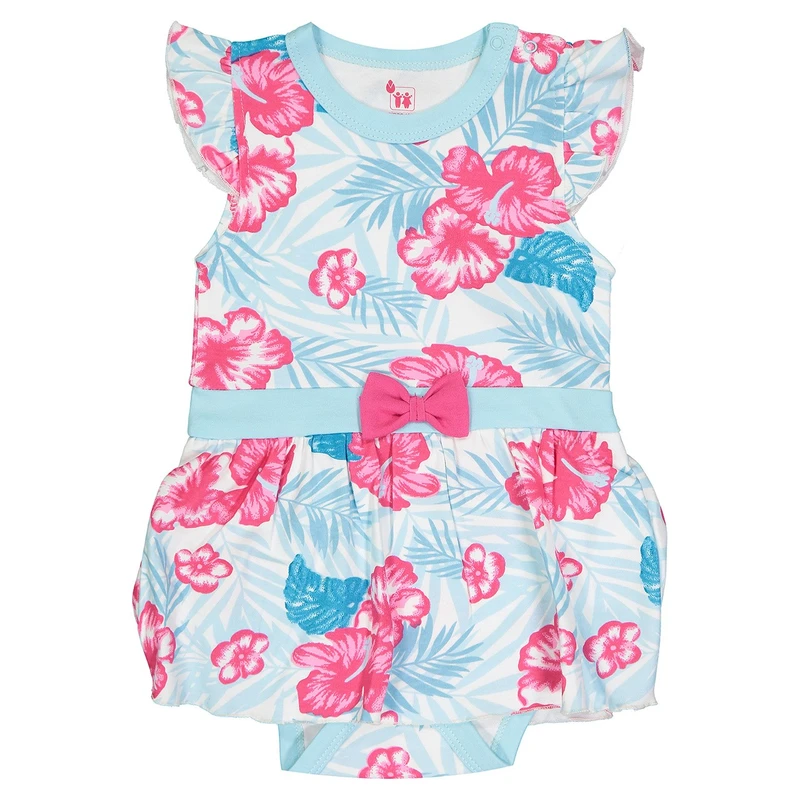 زیر دکمه دار آستین کوتاه دخترانه غنچه مدل گل هاوایی