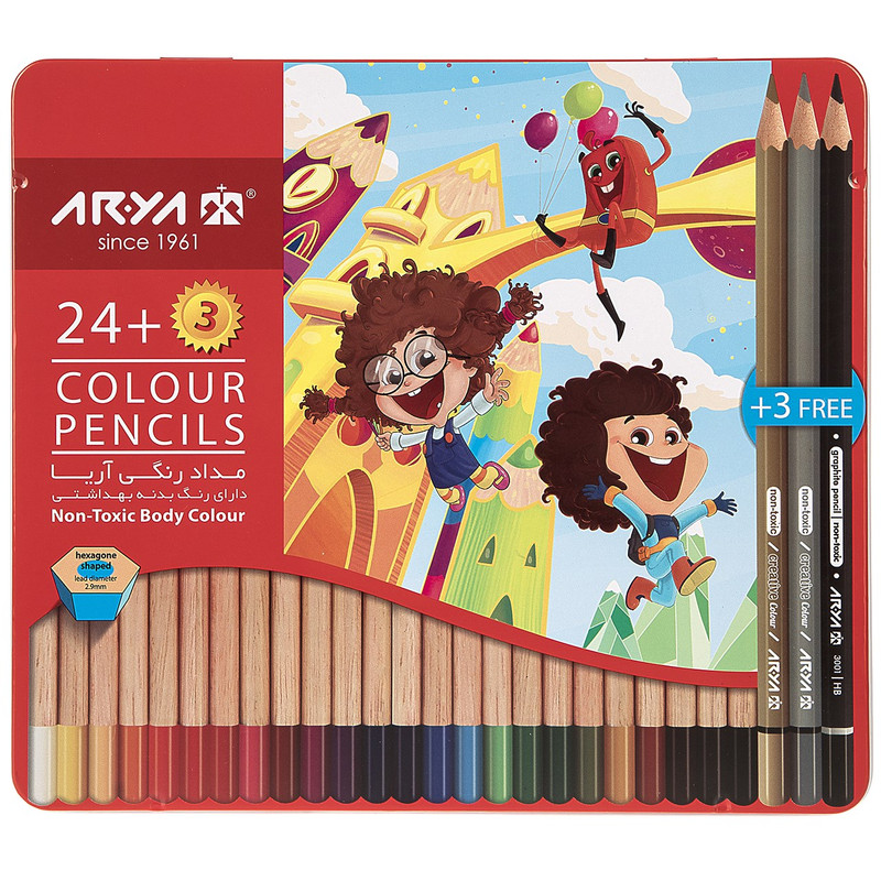 مداد رنگی 24+3 رنگ آریا مدل 3022