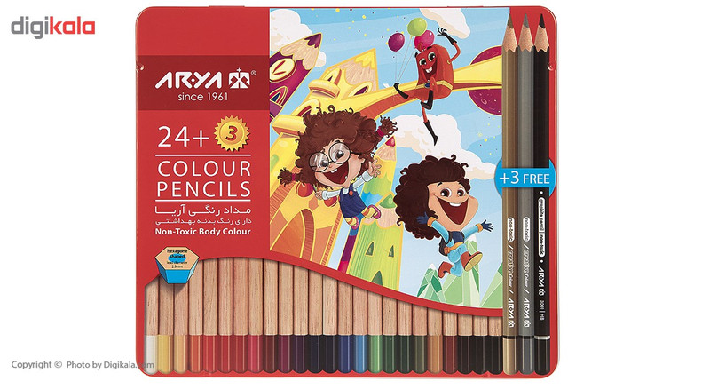 مداد رنگی 24+3 رنگ آریا مدل 3022