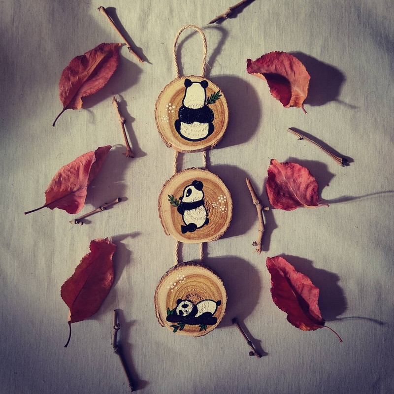 دیوار کوب چوبی مدل پاندا مجموعه 3 عددی