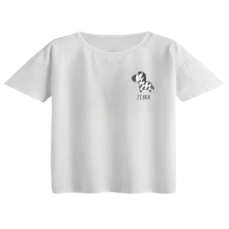 کراپ تی‌شرت آستین کوتاه زنانه مدل گورخر کد ۷