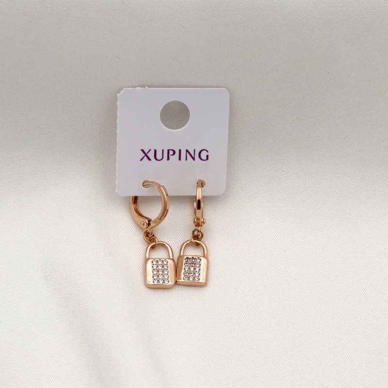 گوشواره زنانه ژوپینگ مدل قفل نگینی کد TE-184 گوشواره زنانه ژوپینگ مدل قفل نگینی کد TE-184