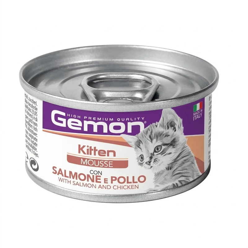 کنسرو غذای بچه گربه جمون مدل Kitten Mouse با طعم مرغ و ماهی سالمون وزن 85 گرم