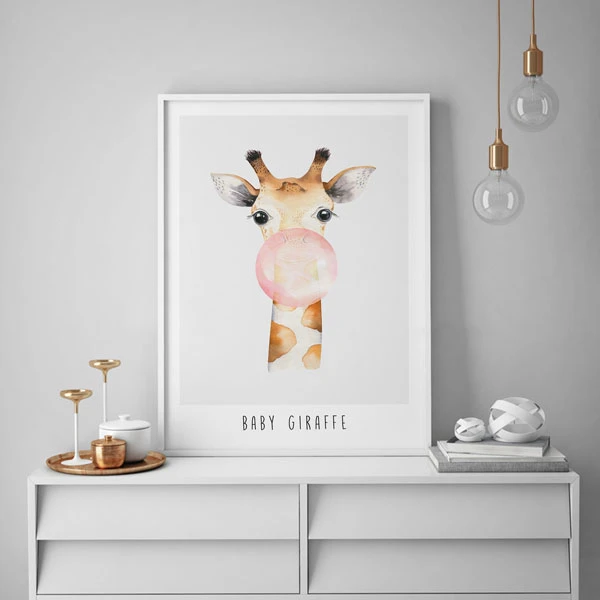 تابلو کودک سالی وود طرح بچه زرافه کد T170602