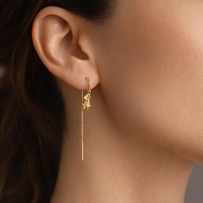 گوشواره بخیه‌ای طلا 18 عیار زنانه جواهری راز مدل 2412-39 - 2