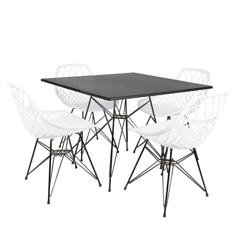 میز و صندلی ناهارخوری چهار نفره مدل الماس فایبرگلاس پایه فلزی MM
