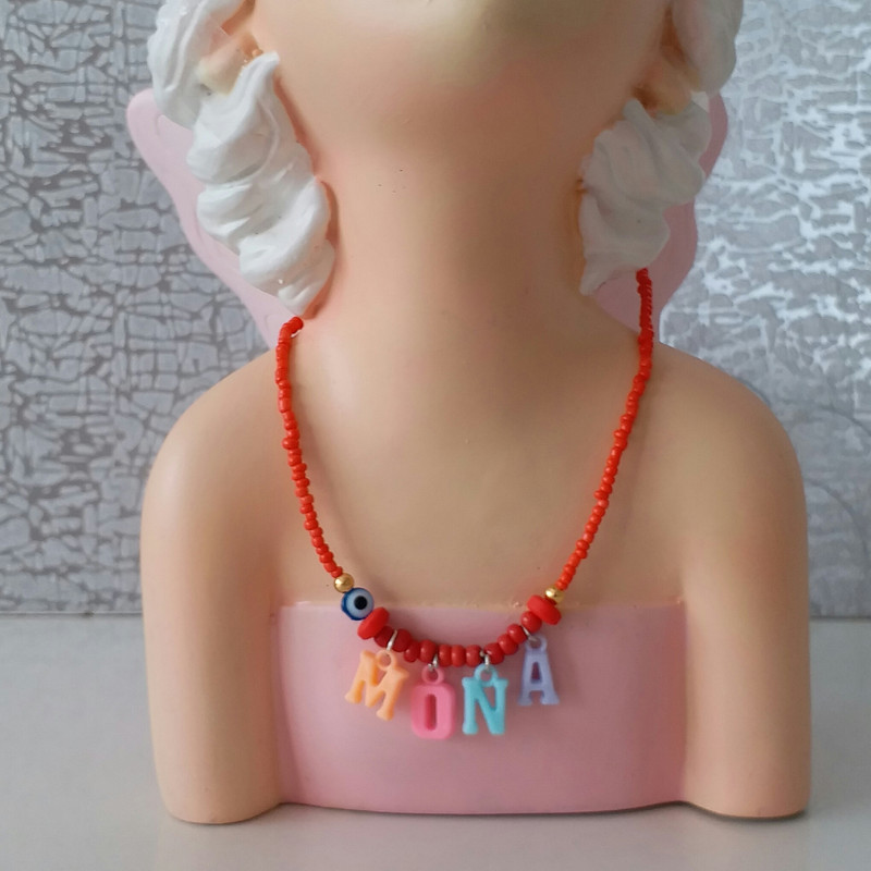 گردنبند دخترانه مدل تابستانی اسم مونا G115