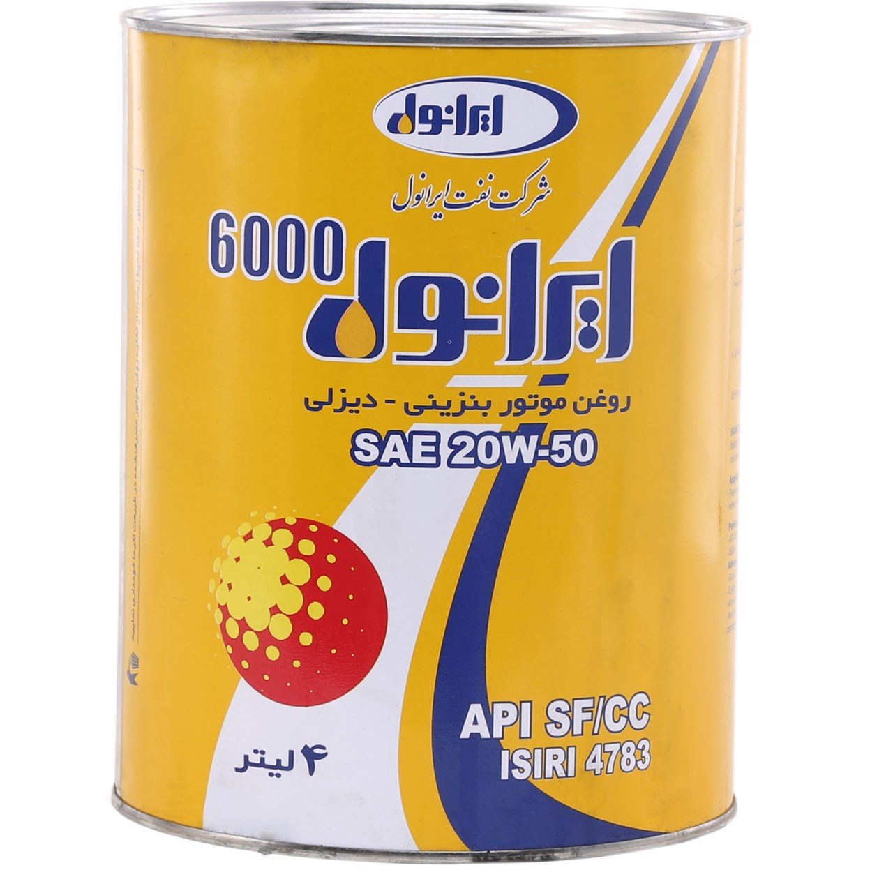 روغن موتور خودرو ایرانول مدل 6000 ظرفیت 4 لیتر