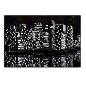 تابلو شاسی بکلیت طرح نقاشی منظره شهر در شب مدل SH-S5815