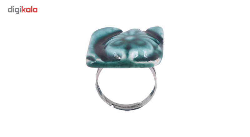 انگشتر سفالی گالری بی بی طرح مربع لوتوس مدل 00-19