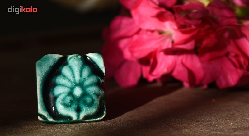 انگشتر سفالی گالری بی بی طرح مربع لوتوس مدل 00-19