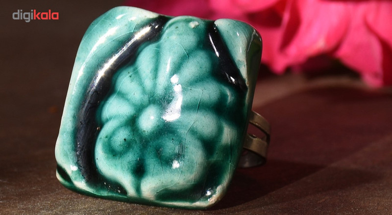 انگشتر سفالی گالری بی بی طرح مربع لوتوس مدل 00-19