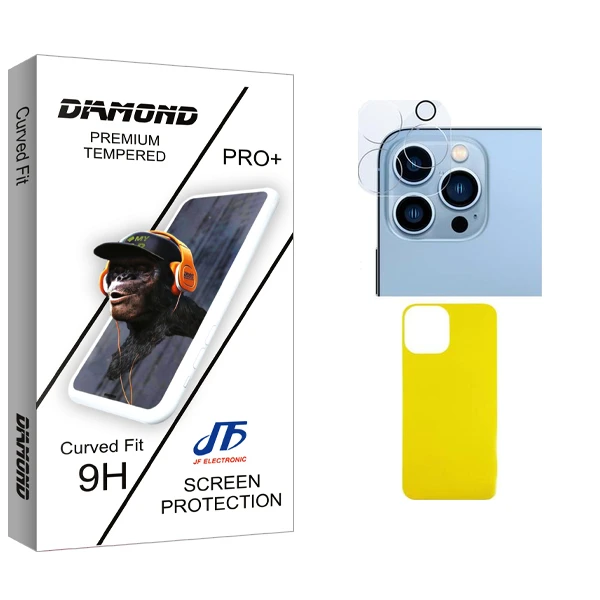 محافظ پشت گوشی جی اف مدل Diamond Glass FLL مناسب برای گوشی موبایل اپل iPhone 13 ProMax به همراه محافظ لنز دوربین