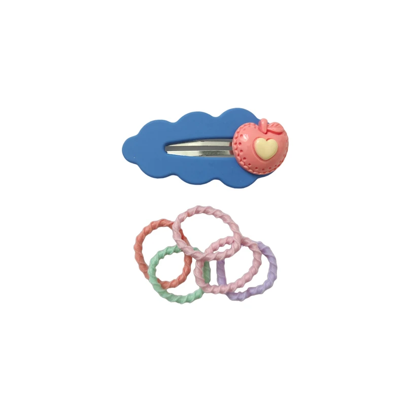 ست گیره و کش مو دخترانه مدل میوه‌ای مجموعه 6 عددی