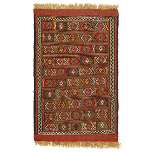 گلیم دستبافت نیم متری مدل کردی کد 1409407