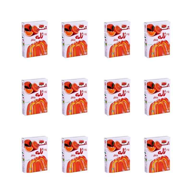 پودر ژله پرتقال آمون - 100 گرم بسته 12 عددی