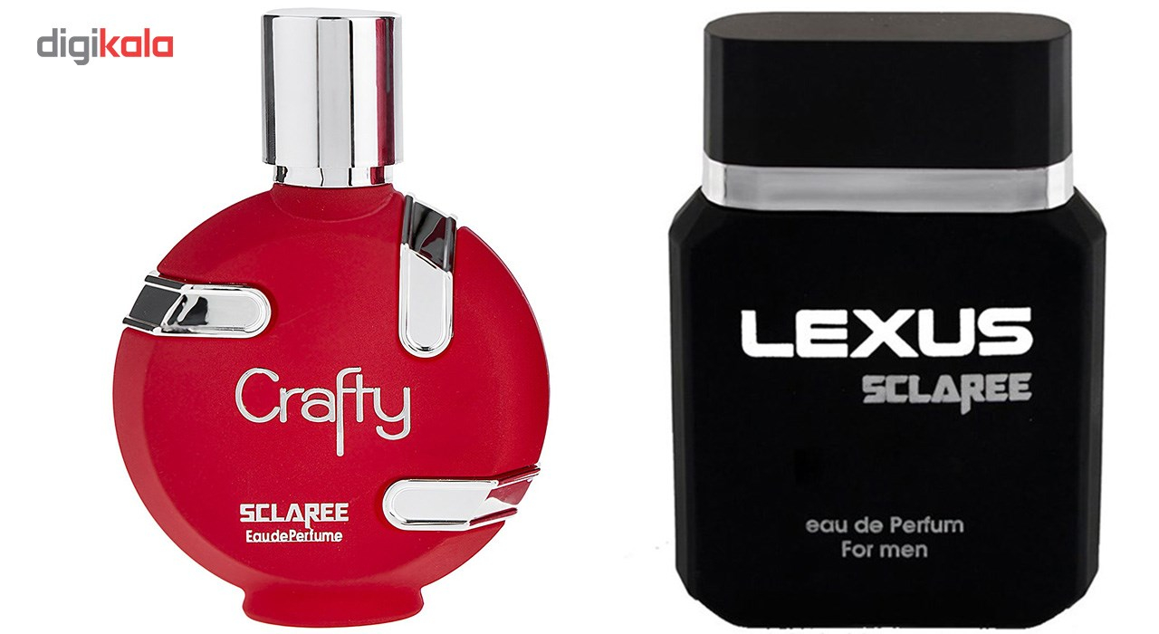 ادوپرفیوم زنانه اسکلاره مدل Crafty حجم 100 میلی لیتر به همراه ادوپرفیوم مردانه اسکلاره مدل Lexus حجم 100 میلی لیتر