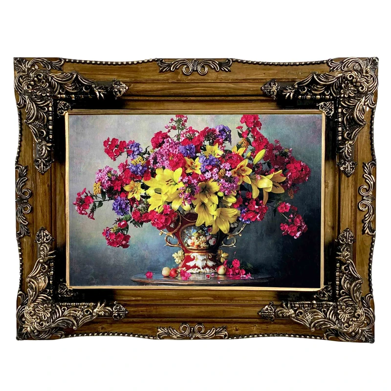 تابلو فرش ماشینی مدل گلدان گل کد 8954