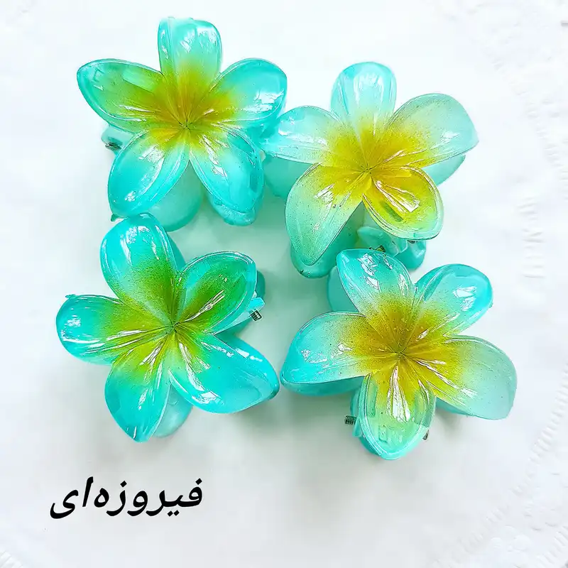کلیپس مو زنانه مدل گل پلومریا کد 421 بسته 2 عددی