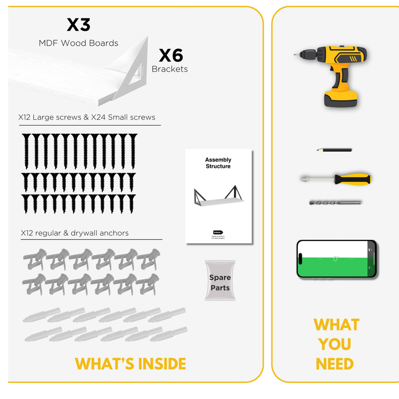 شلف دیواری دینیال مدل p.s مثلثی کد DN4015 مجموعه سه عددی