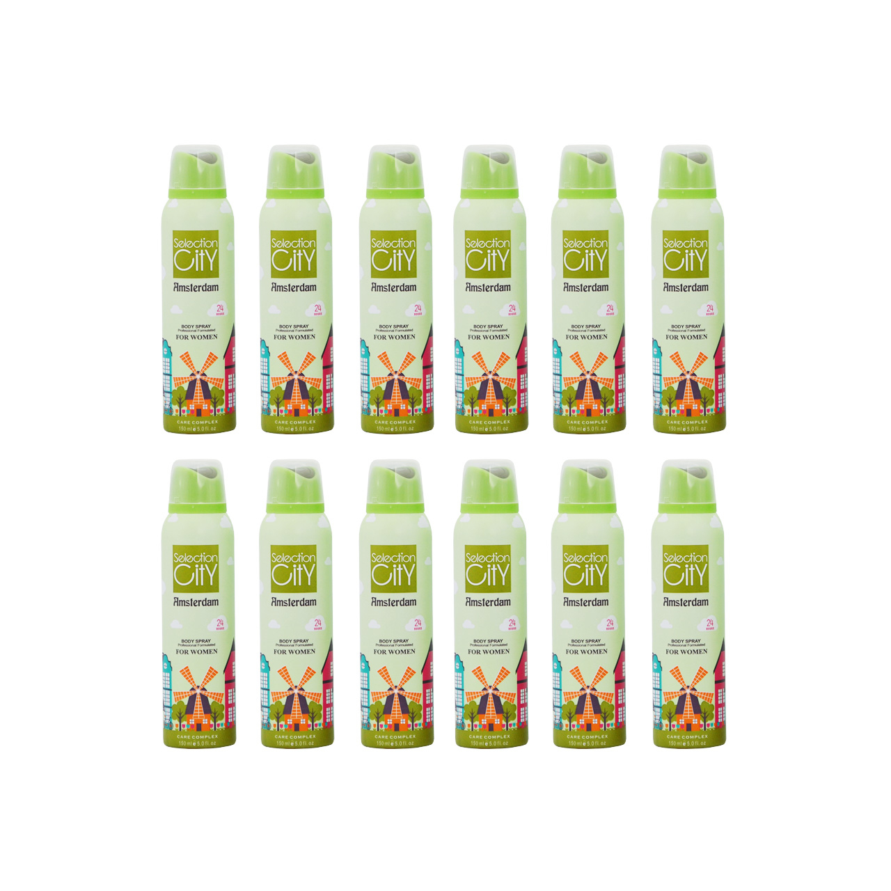 اسپری خوشبو کننده بدن زنانه سلکشن سیتی مدل amesterdam حجم 150 میلی لیتر مجموعه ۱۲ عددی