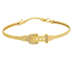 دستبند النگویی طلا 18 عیار زنانه طلای مستجابی مدل کمربند کد 23