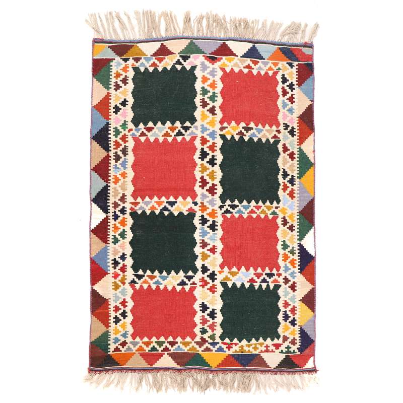 گلیم دستبافت یک ونیم متری طرح قشقایی کد 1408100