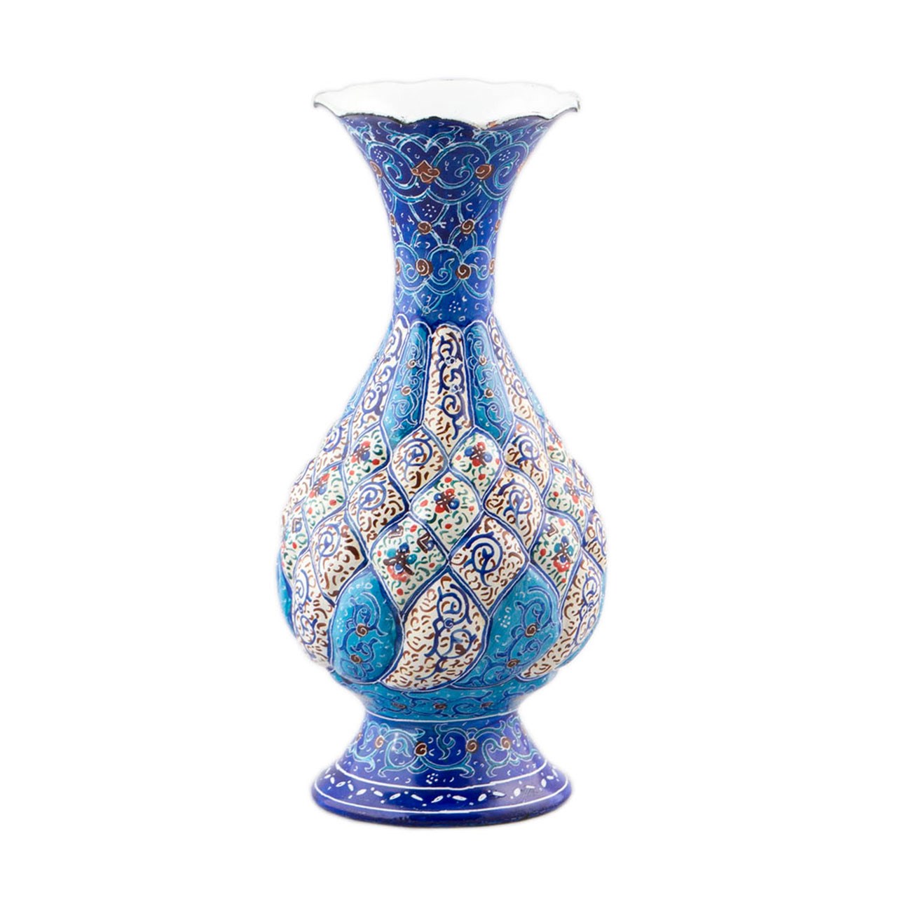 گلدان میناکاری مسی رستا طرح شلغمی 7-12-102 ارتفاع 20 سانتی متر