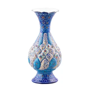 گلدان میناکاری مسی رستا طرح شلغمی 7-12-102 ارتفاع 20 سانتی متر