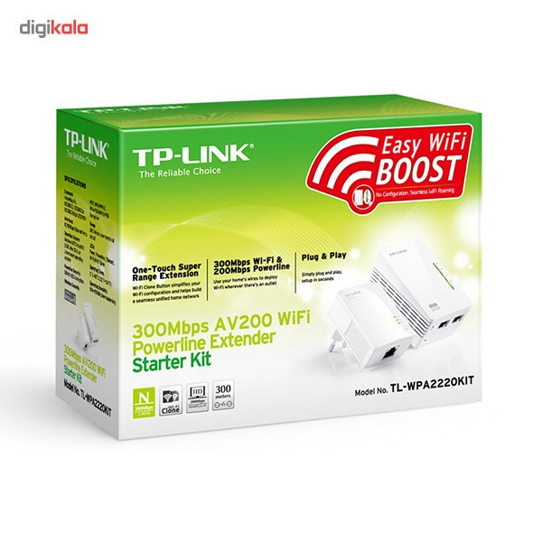کیت آداپتور پاورلاین و گسترش دهنده بی‌سیم تی پی-لینک مدل TL-WPA2220KIT