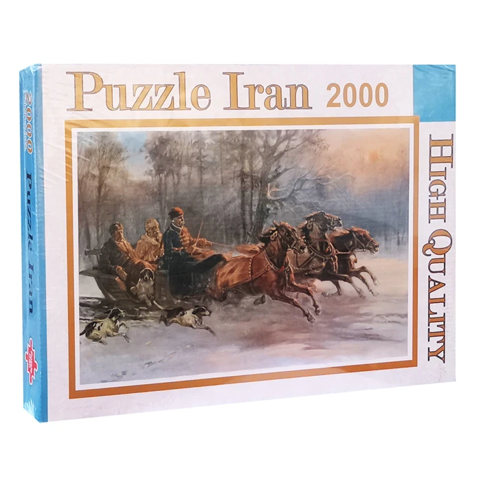 پازل 2000 تکه پازل ایران مدل کالسکه اسب در برف مناسب برای بزرگسالان