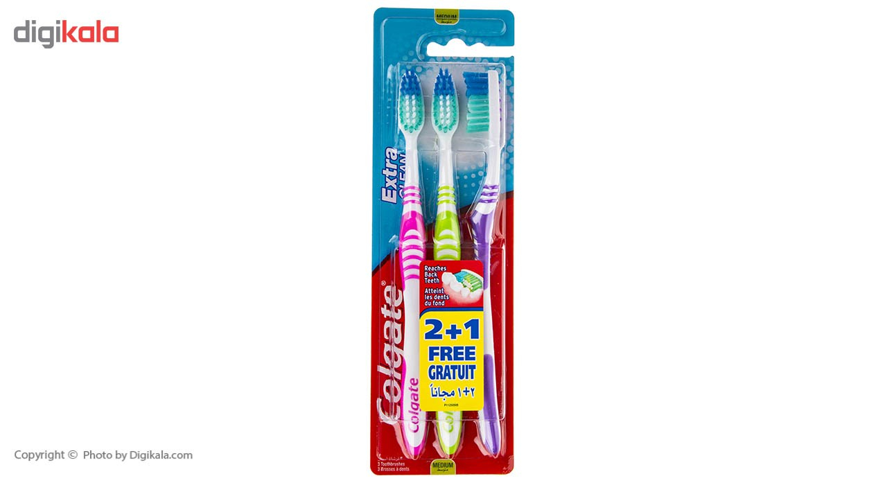 پک مسواک کلگیت مدل Extra Clean بسته 3 عددی