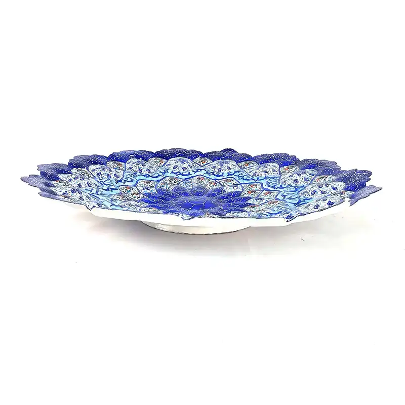 بشقاب دیوار کوب میناکاری مدل اسلیمی کد B30