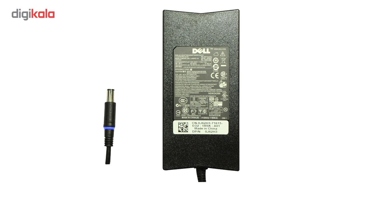 شارژر لپ تاپ 19.5 ولت 4.62 آمپر دل مدل اسلیم LA90PE1-01 به همراه کابل برق