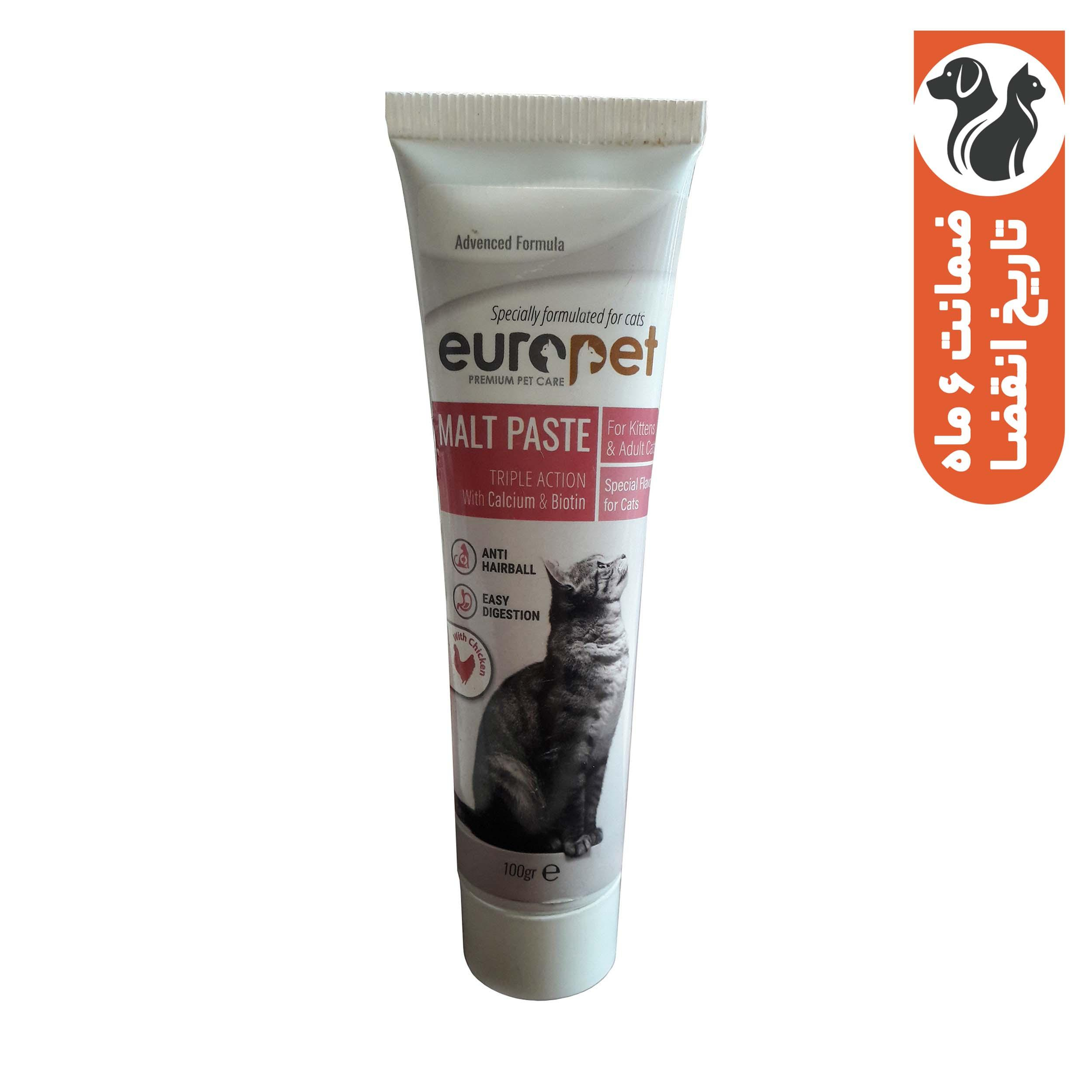 خمیر مکمل گربه یوروپت مدل تقویت دستگاه گوارش وزن ۱۰۰ گرم