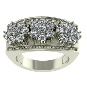 Onixset Three Flowers 1637 Gold Ring
