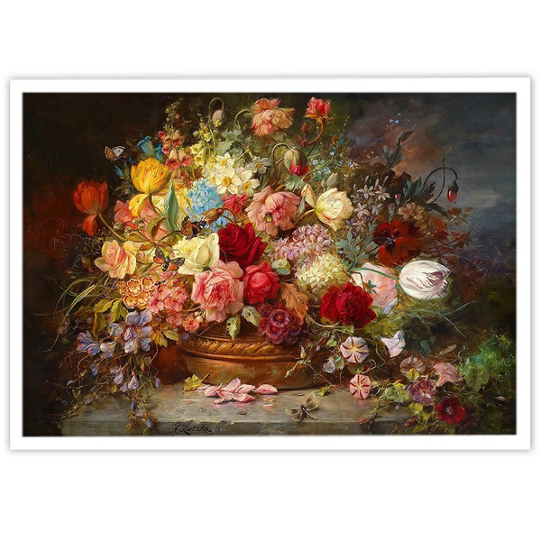 تابلو بکلیت طرح نقاشی رنگ روغن گلدان و گل مدل W-15483
