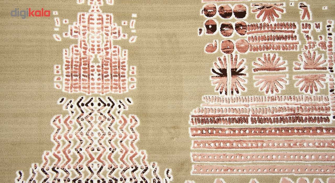 فرش ماشینی زمرد مشهد طرح 1723 زمینه قهوه ای