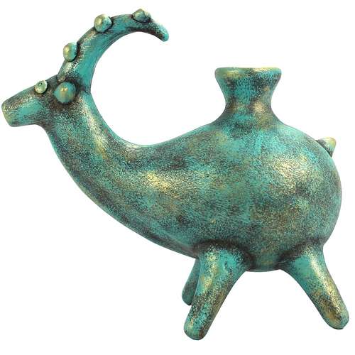 مجسمه سفالی طرح گوزن پتینه مدل 107-00