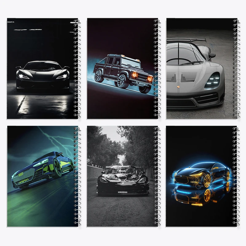 دفتر نقاشی 50 برگ خندالو طرح ماشین اسپرت کد 603 مجموعه 6 عددی