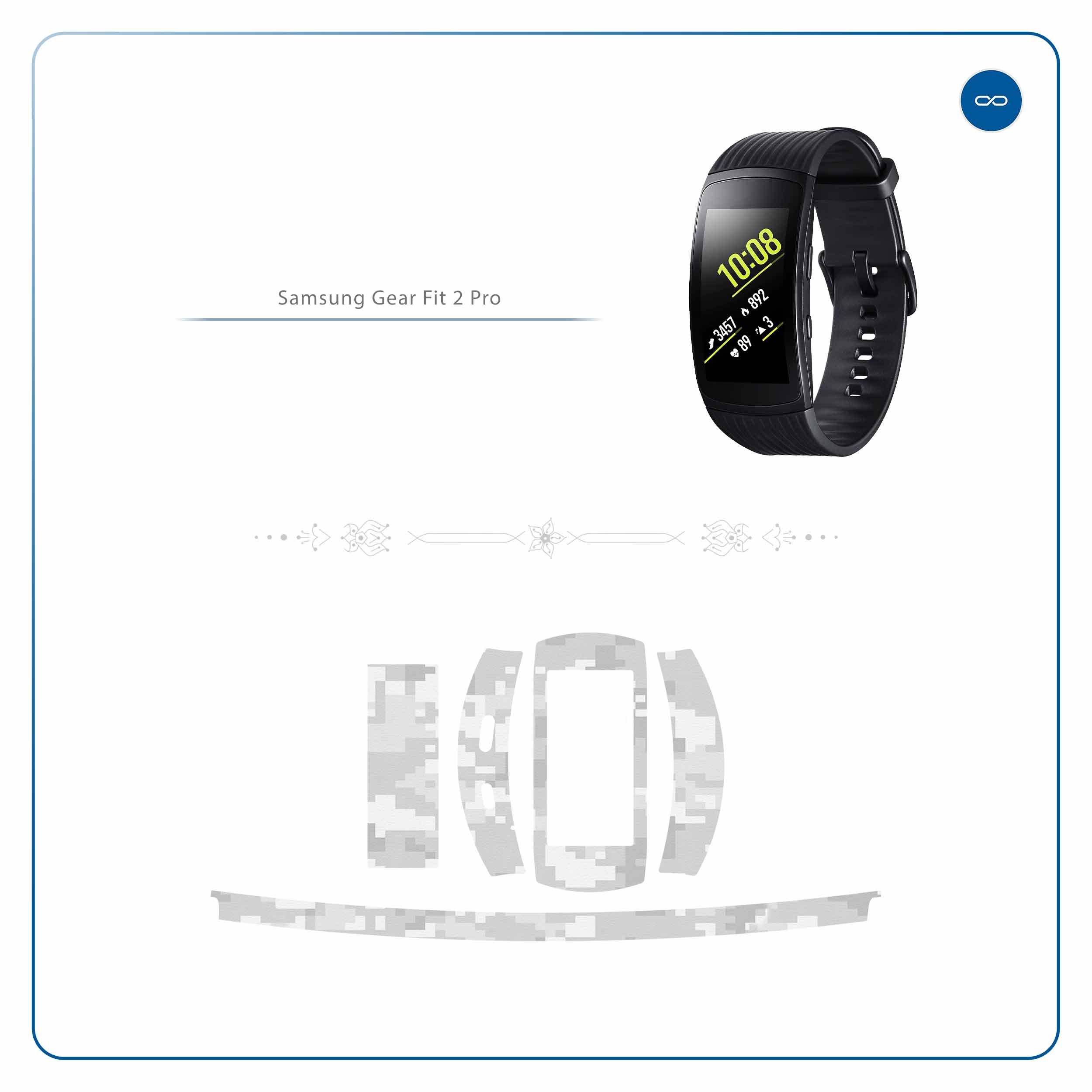 برچسب ماهوت طرح Army-Snow-Pixel مناسب برای ساعت هوشمند سامسونگ Galaxy Gear Fit 2 Pro