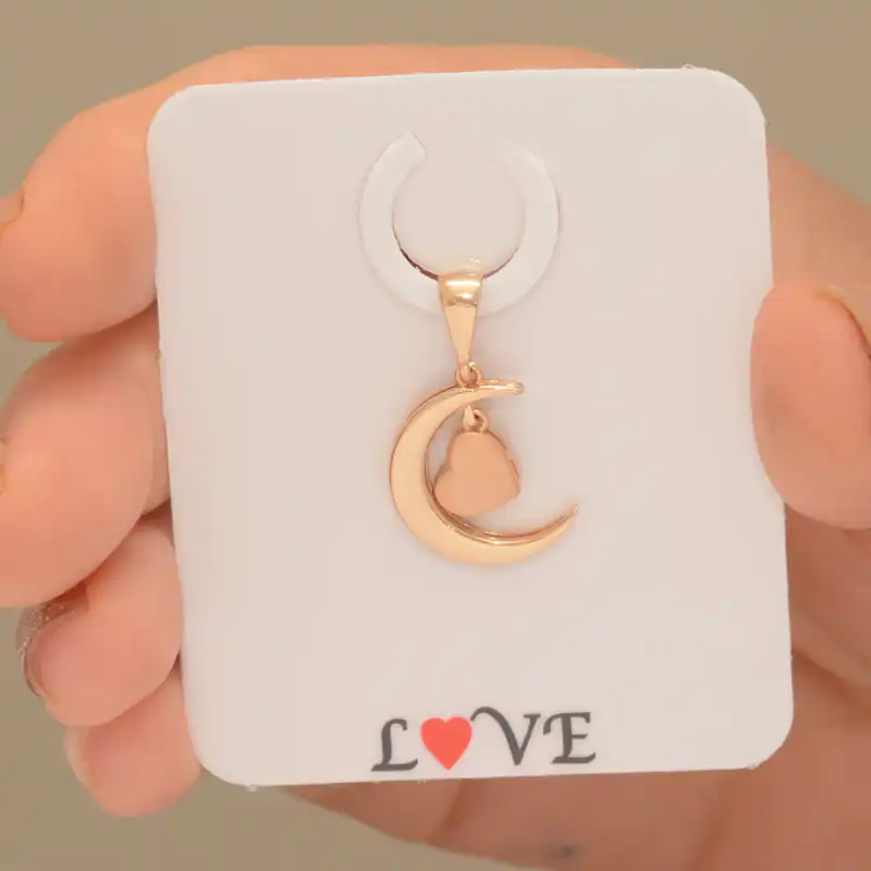 آویز گردنبند طلا 18 عیار زنانه طلای مستجابی مدل ماه و قلب کد 01