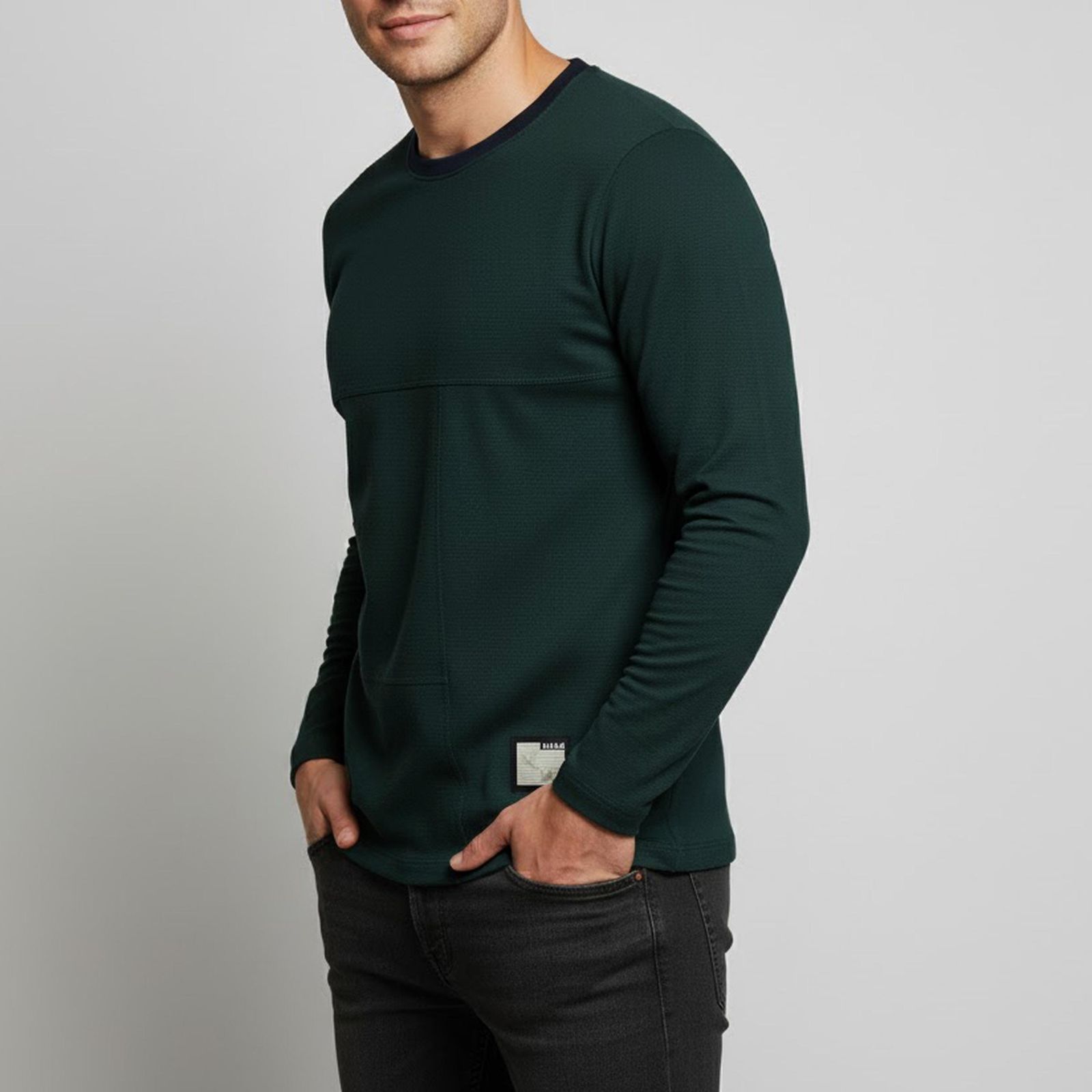 تیشرت آستین بلند یقه گرد مردانه باینت مدل 905 - - 1