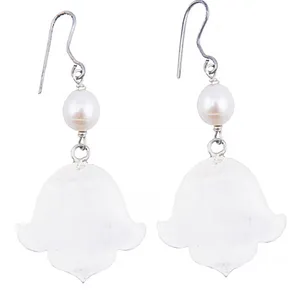 گوشواره نقره و مروارید سنگ و زر مدل sz111617
