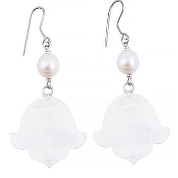 گوشواره نقره و مروارید سنگ و زر مدل sz111617