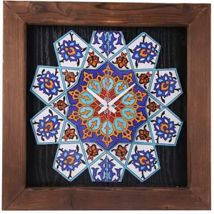 ساعت دیواری گالری نگارین طرح کاشی هفت رنگ 80035