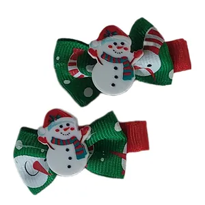 گیره مو زنانه مدل کریسمس آدم برفی مجموعه دو عددی