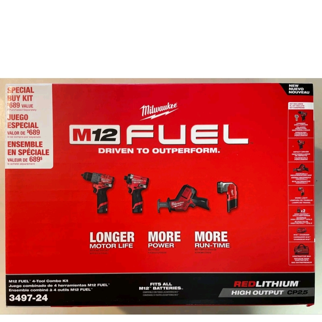 مجموعه 4 عددی ابزار کارگاهی شارژی میلواکی مدل 24-3497